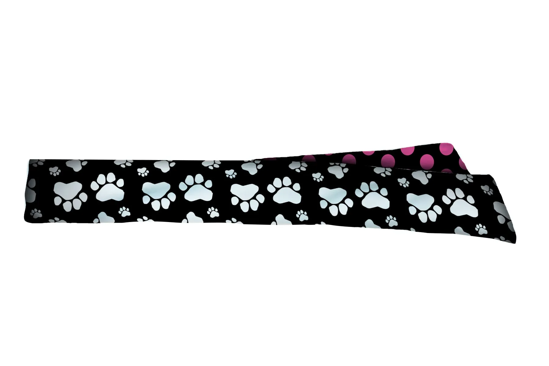 REVERSIBLE Paw Prints/Polka Dots Pink Head Tie (SKU 3208 HTB)