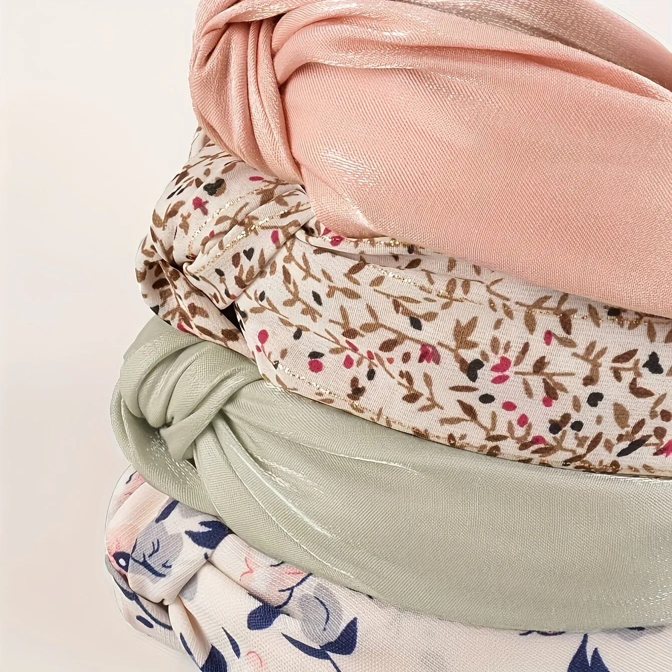 Vintage Floral Fabric Headband Set  Boho Style Hair Accessories
