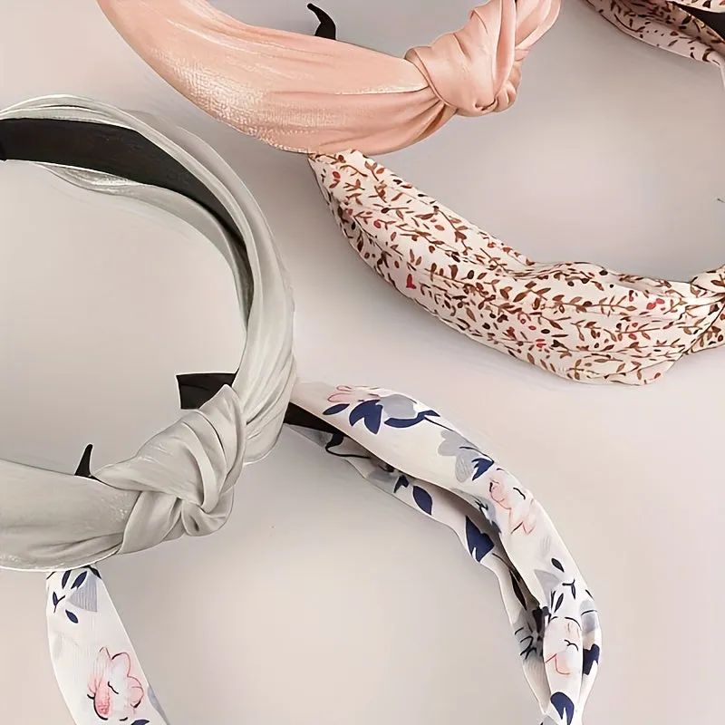 Vintage Floral Fabric Headband Set  Boho Style Hair Accessories