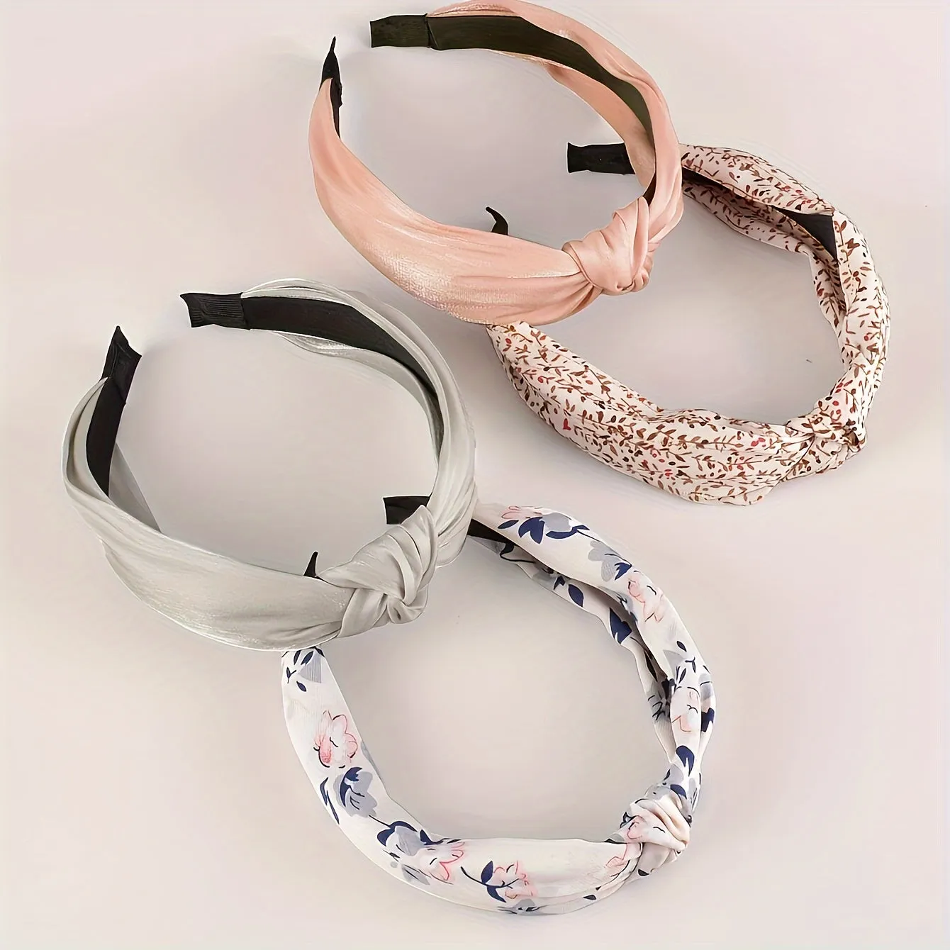 Vintage Floral Fabric Headband Set  Boho Style Hair Accessories