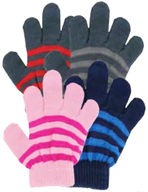 Winter Gloves-Kid's Magic Gloves, Stripe 2-4